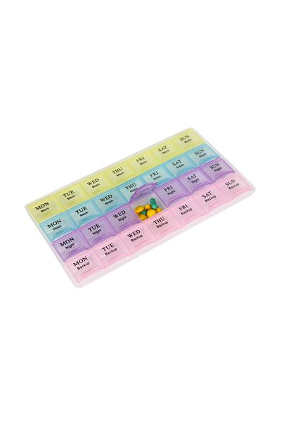 Choice NO.1 Pill Cases Box 7 Days Organizer 28 Grids 4 Times One Day Portable Travel with Large Compartment