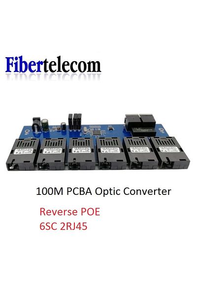 tapirapeco 1pcs R-POE only pcba Reverse POE Switch 100M PCBA Board Fiber Optic Media Converter 2 RJ45 to 6 SC O