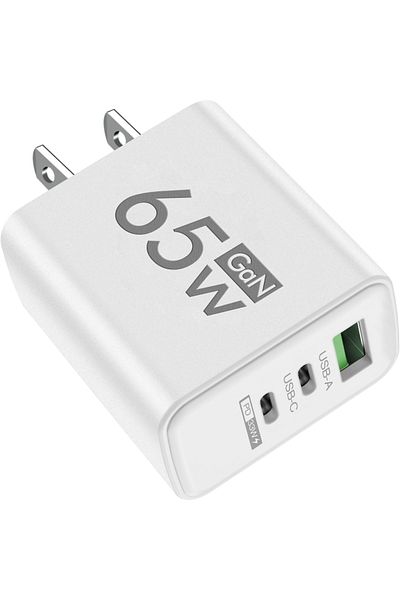 Henruisi US White 65W GaN Type C PD Charger 3 Ports USB Fast Charging Cellphone Adapter Quick Charger 3.0 For