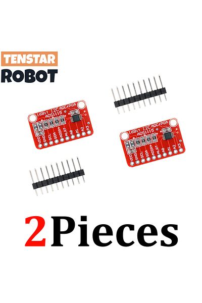 Choice 2PCS Red ADS1115 TENSTAR 2pcs ADS1115 Module Red Board 16 Bit I2C ADC 4 Channel with Pro Gain Amplif