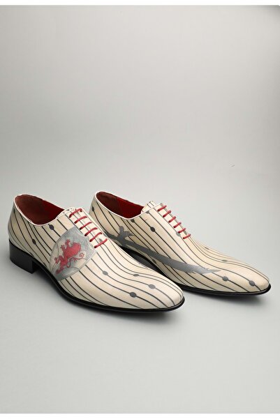 Gondol Erkek Hakiki Deri Sivri Burun Özel Deri Tasarımlı Kundura Tz.618