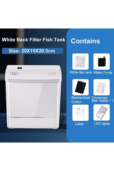 Choice1 20X15X20.5CM White Fish tank living room small mini Douyu tank household tabletop ecological tank se