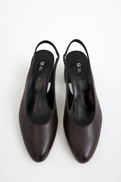 5in1Canpolat Brown Open Back Heeled Shoes 24459