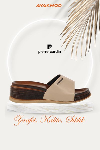 Pierre Cardin Μπεζ ελαφριές καλοκαιρινές παντόφλες - PC-7030 Z - Γυναικείες παντόφλες εσωτερικού χώρου