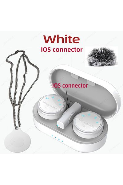 Choice IOS-White New Magnetic Wireless Lavalier Microphone Noise Canceling Necklace Windproof Cap Audio Vid