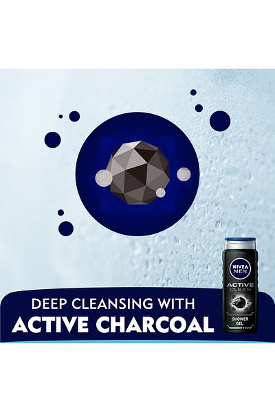 NIVEA Men Shower Gel 3in1 Active Clean Charcoal 500 ml