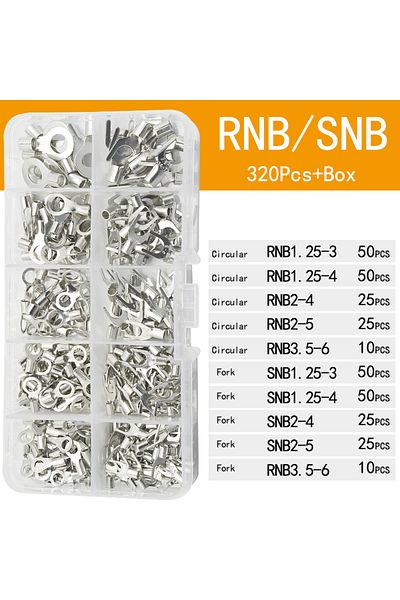 Choice 320pcs Mixed Box 320Pcs Brass Cable Wire Connector Assortment Kit 10-in-1 Terminals Crimp Spade Rin