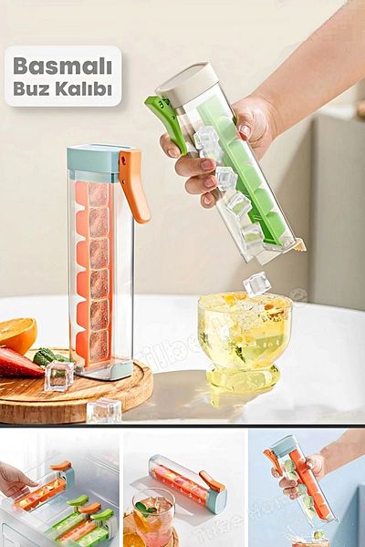 Tilbe Home Press-Down 6 Compartment Square Ice Mold Portable Ice Cube Mold Square Ice Tray Cocktail Ice Mold