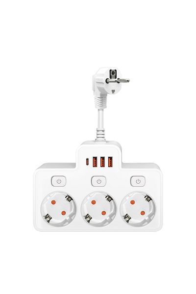 Choice EU Plug WHITE EU AC Plug Power Strip Wall Mounted Independent Switch Multitap Socket Network Filter