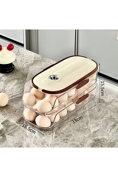 Choice3 Large-2nd floor 1PCS Home Refrigerator Egg Organizer Sliding Egg Carton Automatic Egg Roller Organiz