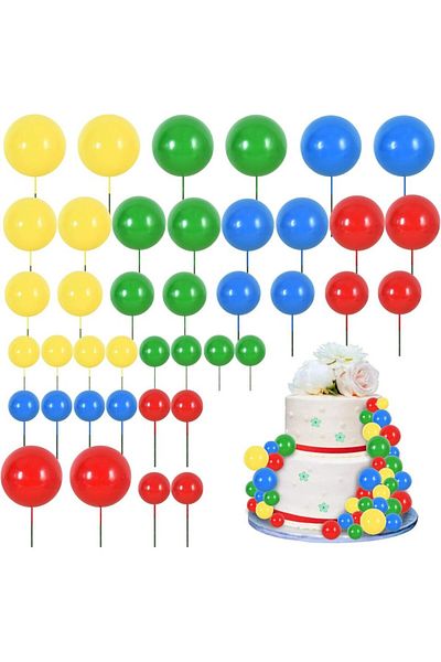 Choice 40pcs 40 Pcs Mini Balls Cake Decorations Foam Balls DIY Cake Topper Insert Balls for Baking Birthda