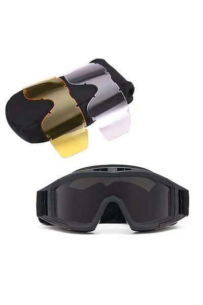 Choice Black 3 Lens Explosion Proof Shooting Tactical Goggles Anti-impact CS War Game Airsoft Paintball Hun