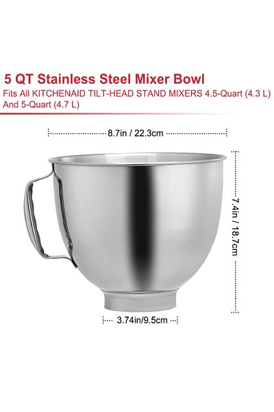 Choice Stainless Steel Mixer Bowl For Kitchenaid Artisan&classic Series 4.5-5 Qt Tilt-head Mixer 5 Quart...