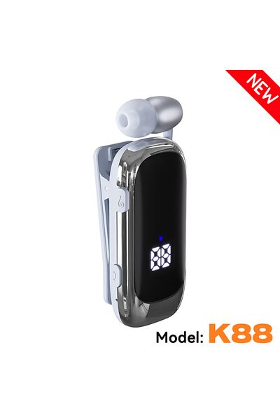 Choice K88 White K55 Lavalier Business Bluetooth 5.2 Headphone Talk/music Time 20 Hours,led Digital Display