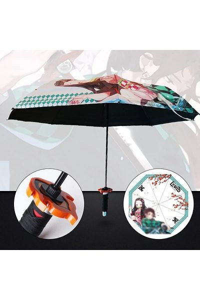 Choice Tanjirou1 8K IRON Demon Slayer Katana Umbrella Tanjirou Folding UV Blocking Parasol Real Japanese Ka