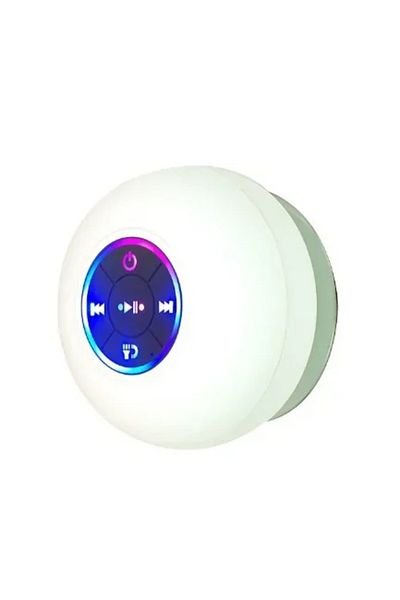DIKELANG white Mini Portable Bluetooth Audio IPX4 Waterproof Led Lights Bathroom Outdoor Large Suction Cup Ca