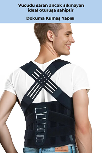 Pikas Μαύρος κορσές στήριξης σταθερής στάσης σώματος με ενδύματα στήριξης για γυναίκες και άνδρες, κορσές για την πλάτη και τη μέση, κορσές κατά της καμπούρας (EX-03)