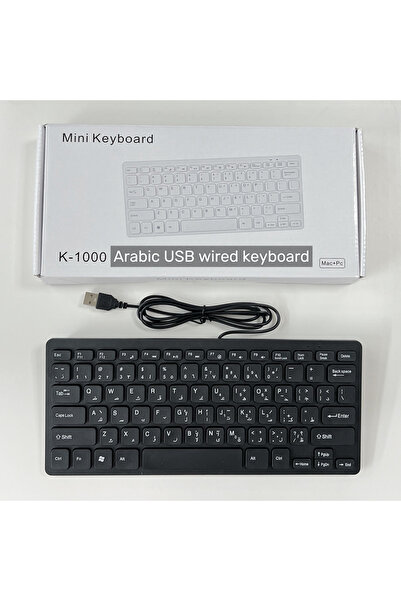 Choice K1000 لوحة مفاتيح صغيرة سلكية USB باللغة العربية واليابانية والألمانية والروسية والفرنسية والإسبانية و78 مفتاحًا لـ