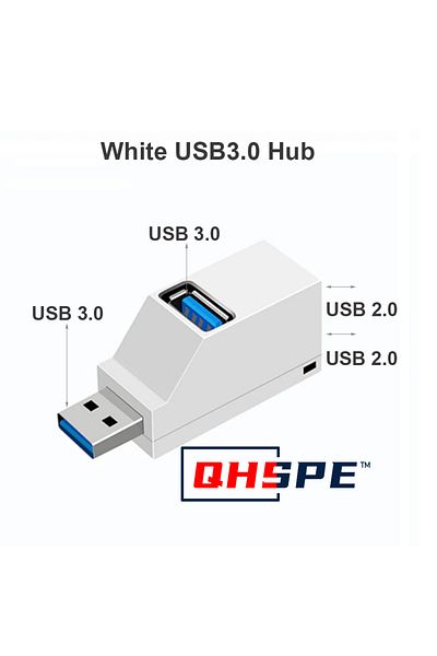 Choice White USB 3.0 For PC Laptop, USB 3.0 HUB Adapter Extender for USB 3.0 Card Reader, Hi-Speed USB 2.0,