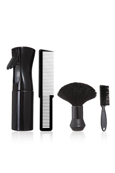 Choice 4 قطع - أسود - 4 قطع أدوات حلاقة احترافية، زجاجة رذاذ، مشط، فرشاة لحية...