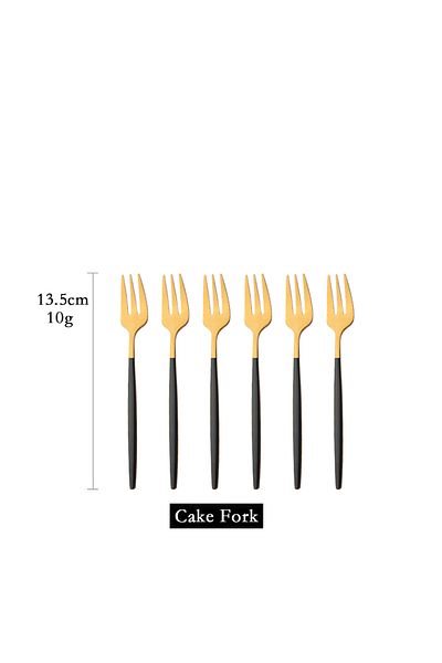 Choice Black Gold 6Pcs Stainless Steel Tea Forks Mirror Black Gold Cake Fork Snack Salad Coffee Fruit Fork