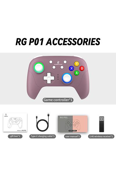 Choice Radiant Purple ANBERNIC RG P01 Wired Wireless Bluetooth Games Controller RGB Hall Effect Joystick XB
