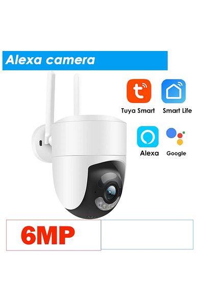 Choice Eu plug Alexa Google Camera 6MP Tuya WiFi Camera Outdoor 2.4G/5G Wifi Surveillance Camera Security P