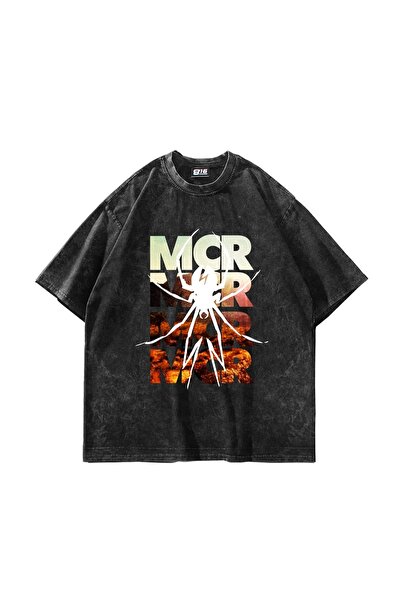 Bak Moda My Chemical Romance Štampano Oversize kroj Unisex isprana crna majica