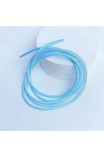 Choice light blue 1.6m laser cable protectors spiral data cable organizer wrap universal phone charger cord