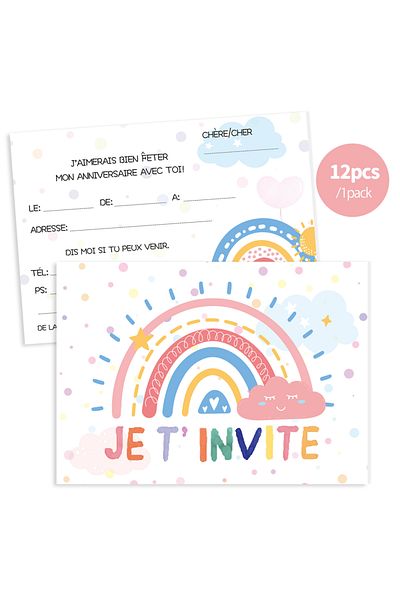 Choice 12pcs 12pcs Cards 5.91X4.25in, Colorful Birthday Invitations - Initiation Party Birthday Invitations