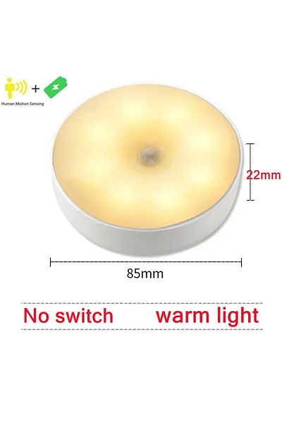 Choice 2 PCS NO switch-Warm LED Human Body Induction Night Light USB Charging Smart Sensor Lamp Bedside Bed