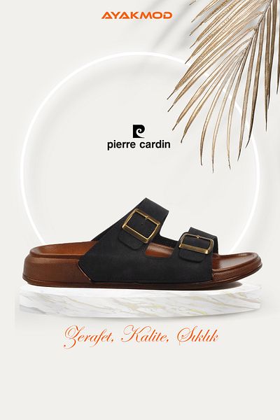 Pierre Cardin شبشب رجالي كاجوال خفيف الوزن بشريط مزدوج أسود PC-7411 M