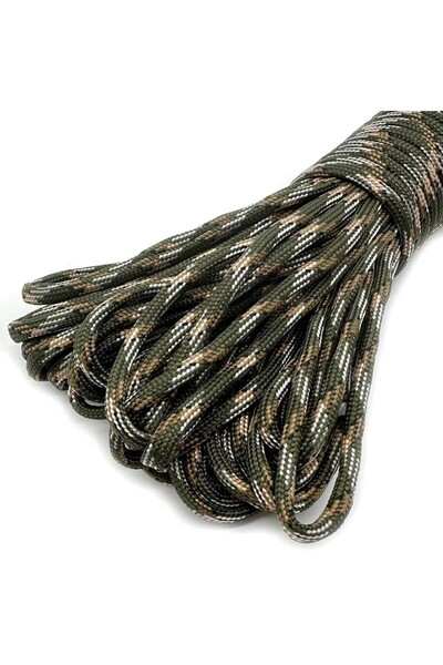 Choice حبل باراكورد مضفر أخضر مموه بطول 30 مترًا وسمك 4 مم للتخييم والمشي لمس...