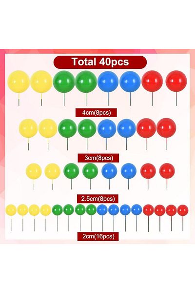 Choice 40pcs 40 Pcs Mini Balls Cake Decorations Foam Balls DIY Cake Topper Insert Balls for Baking Birthda