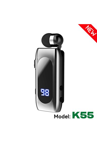 Choice K55 Silver K55 Lavalier Business Bluetooth 5.2 Headphone Talk/music Time 20 Hours,led Digital Displa
