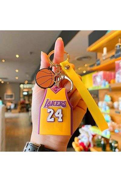 Choice Bundle1 Yellow 1 Lakers jersey keychain, cartoon basketball car key pendant, backpack ornament