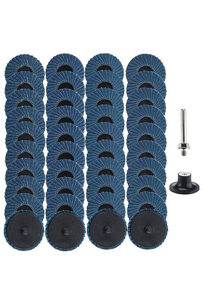Choice 40pcs 2 Inch Roll Lock Flap Discs With 1/4" Holder Die Grinder Attachments 40/60/80/120 Grit Grin...