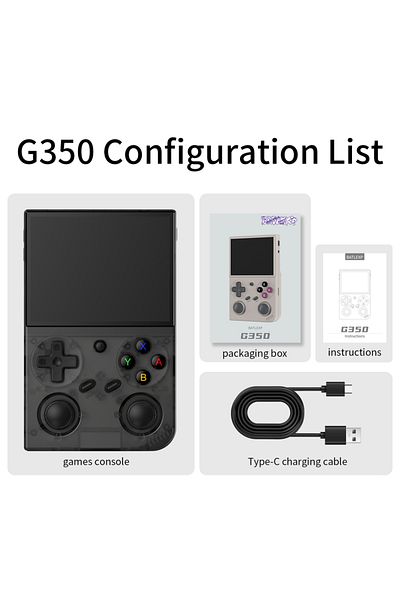 Choice Transparent Black BATLEXP G350 Retro Handheld Game Console Linux 64-bit System 3.5" IPS Screen RK332