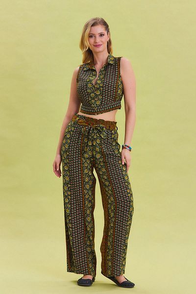 Los banditos Elastic Waist Belt Detailed Summer Trousers
