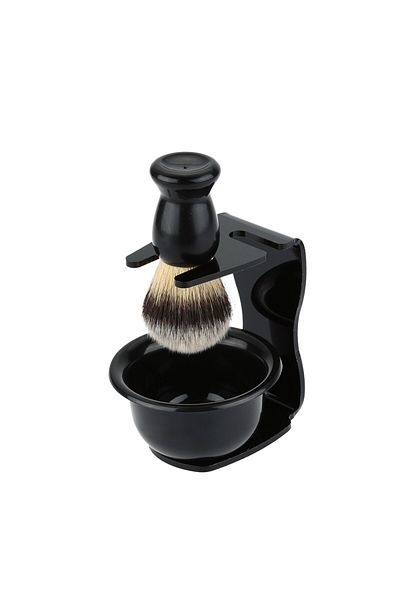 Choice black Shaving Brush Set, 3-in-1 Shaving Set with Shaving Brush, Shaving Bowl and Shaving Stand, Fat