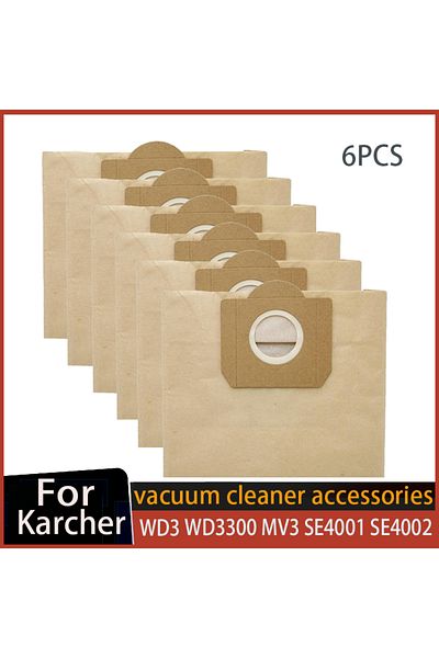 Choice 6pcs Dust paper Bags For Karcher WD3 WD3300 MV3 SE4001 SE4002 6.959-130 A2200 A2500 A2600 A2900 Vacu