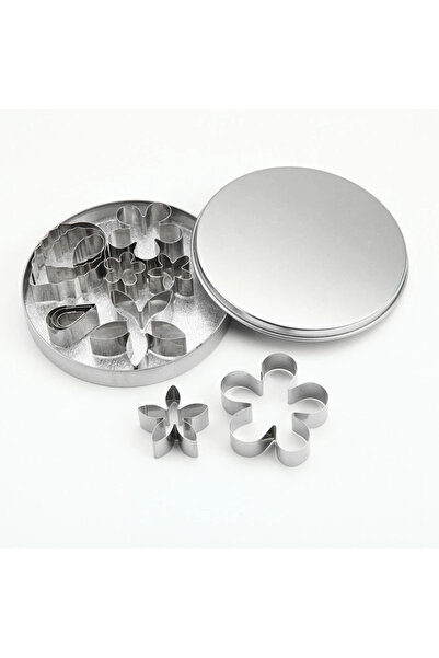 Choice مجموعة من 12 قطعة من قوالب البسكويت على شكل أوراق زهور الورد من سيلفر ...