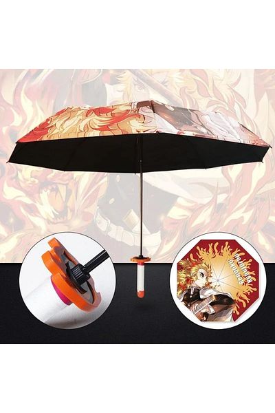 Choice Kyoujurou 8K IRON Demon Slayer Katana Umbrella Tanjirou Folding UV Blocking Parasol Real Japanese Ka