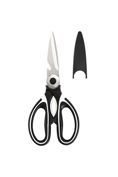 Choice1 مقص مطبخ ذكي أسود مع غطاء مقص أدوات مطبخ متعددة الاستخدامات من الفولا...