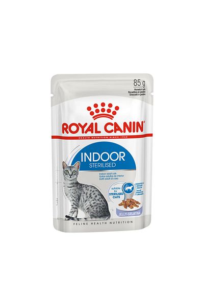 Royal Canin Feline Health Nutrition Indoor Sterilised Cat Food Jelly Pouch - Pack of 12