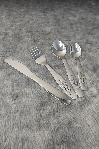 Chavin 304 Steel Panda Printed Children's Spoon and Fork Knife Set Mt150