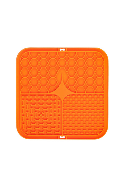 Choice حصيرة سيليكون برتقالية اللون للعق الحيوانات الأليفة، طبق طعام بطيء للح...