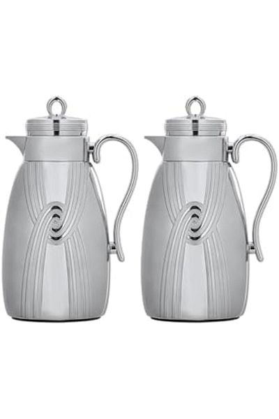 ALSAIF Coffee And Tea Vaccum Flask Set In Chrome / Leak-proof And Keeps Drinks Hot 1.0/1.0 Liter