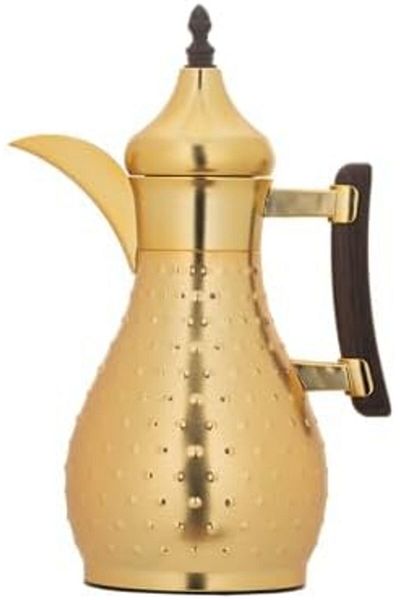 ALSAIF Coffee And Tea Vaccum Flask In Wooden/gold / Leak-proof And Keeps Drinks Hot 0.35 Liter