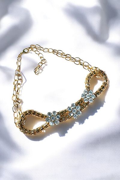 PETEK AKSESUAR Knot Stone Choker Chain Necklace